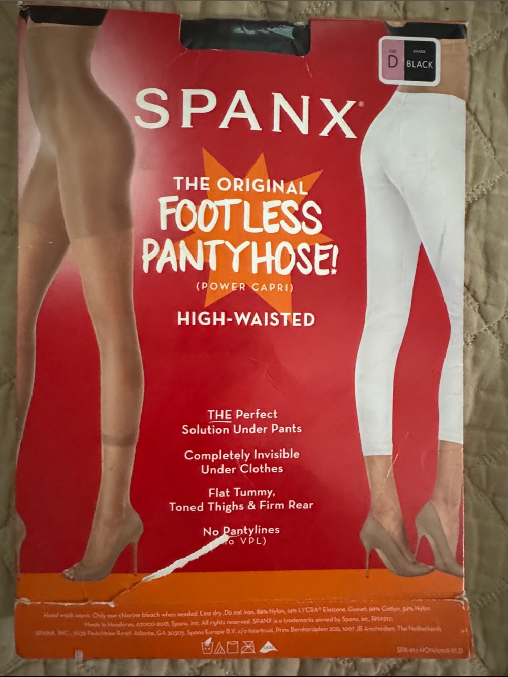 SPANX Footless High-Waisted Footless Pantyhose - Black Size D
